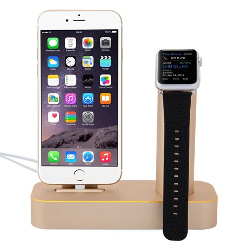 COTEetCI 2 in 1 Aluminum Charging Cradle Dock for iPhone & iWatch 42mm/38mm - Gold