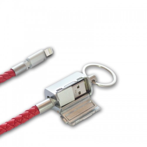 COTEetCI Special Design Leather Keychain Cable For IOS Devices - Red