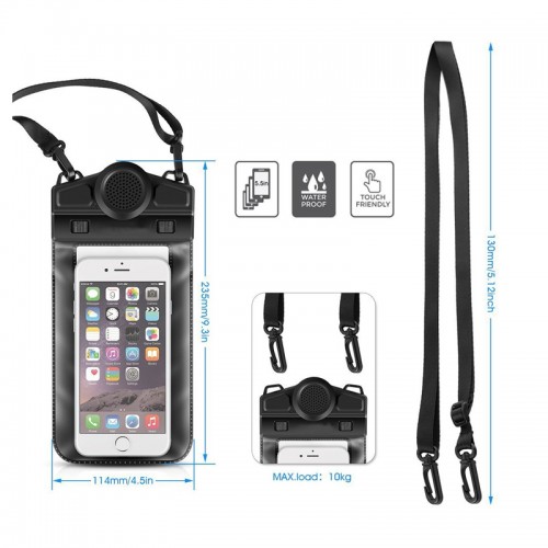 WaterProof Phone Bag with Bluetooth Speaker and Hand Free Function For All Smart Phones