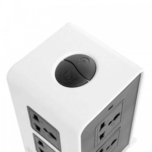 Vertical Power Extension with 8 Sockets and 4 USB Ports,with ON/OFF Switch - Gray