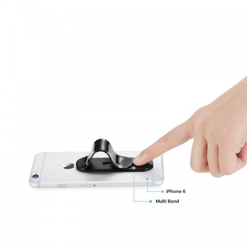Multi Band Phone Grip & Cell Phone Holder & Self Stand for Smartphones & Tablets - Black