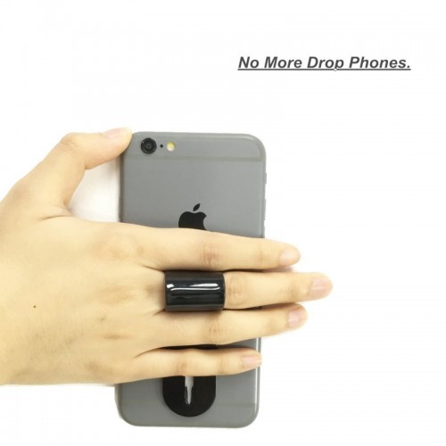 Multi Band Phone Grip & Cell Phone Holder & Self Stand for Smartphones & Tablets - Black