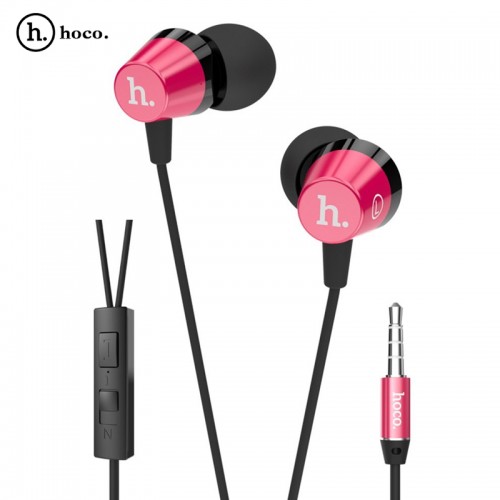 HOCO Titanium Alloy Universal In-Ear Wire Control Earphone with Mic - Red