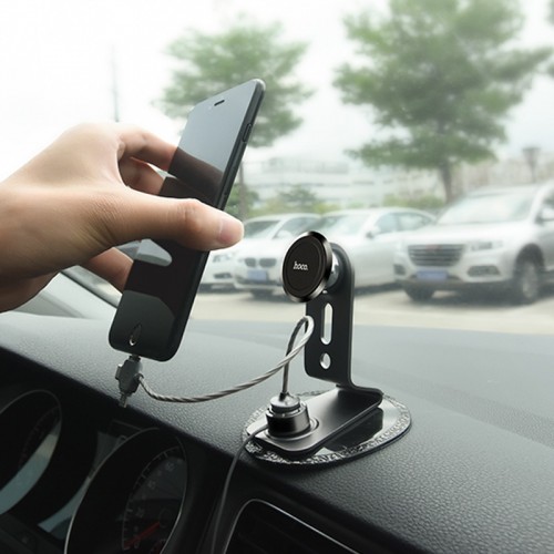 HOCO Multi-function Car Desktop Universal Magnetic Holder with 3 in 1 Charging Cable - Gray