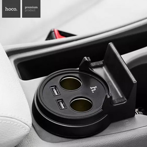 HOCO Multifunctional Cup Shape Car Charger for All Smartphones - Black