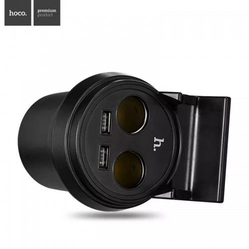 HOCO Multifunctional Cup Shape Car Charger for All Smartphones - Black