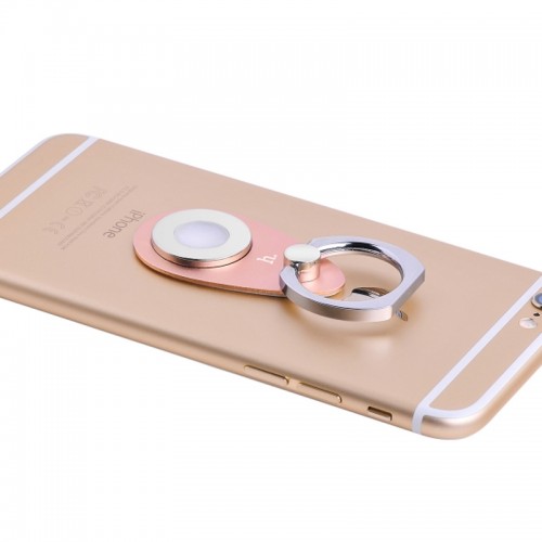 HOCO CA4 Magnetic Car Holder with Ring Buckle Grip for Mobile Phone - Rose Gold 