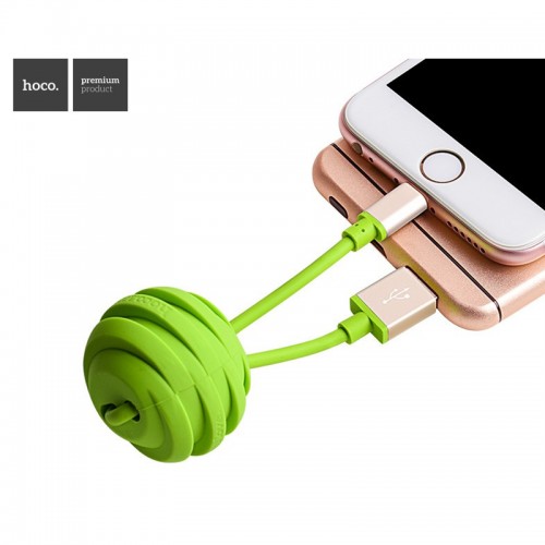 HOCO U3 Whorl Charm 18cm Lightning Cable for Apple Device - Blue
