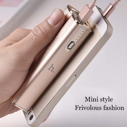 HOCO 5000mAh Portable Power Bank with LED Light - Gold