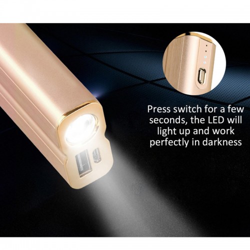 HOCO 5000mAh Portable Power Bank with LED Light - Gold