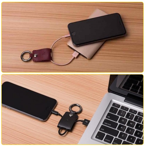 HOCO UPL19 Ultra Compact Durable Key Chain Portable Lightning Cable - Brown