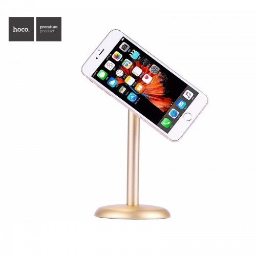 HOCO Luxury Aluminum Magnetic Desk Mobile Phone & Tablet Stand  -  Gold