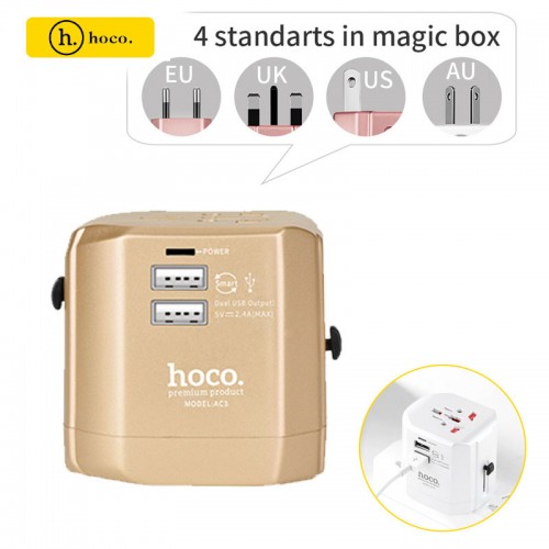 HOCO 2.4A Universal 2 USB Ports Travel C...