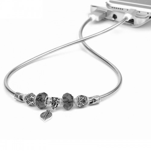 HOCO Stylish Pandora 50CM Lightning Cable For IOS Devices - Silver