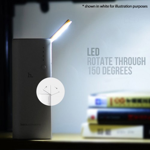 HOCO 10000 mAh External Power Bank with 3 USB & LED Lamp for All Smartphones & Tablets - Black