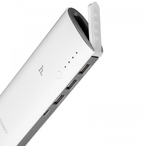 HOCO 10000 mAh External Power Bank with 3 USB & LED Lamp for All Smartphones & Tablets - Black