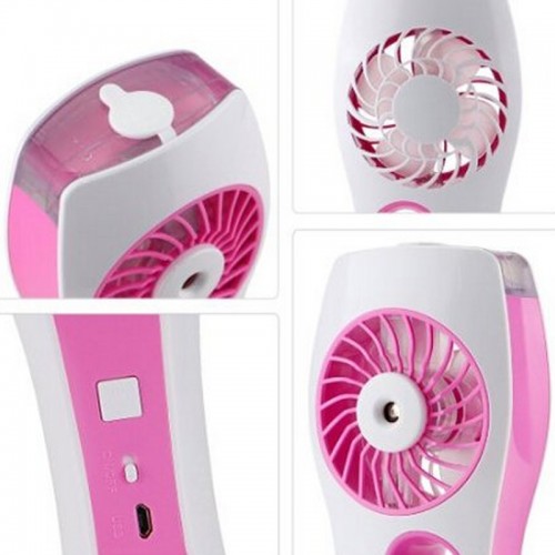 Portable Mini Humidifier USB Rechargeable Cooling Fan - Pink