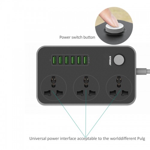 LDNIO 6 Port USB Charger 3.4A 3 Outlet Power Strip