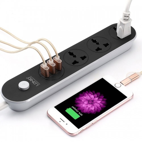 LDNIO 3 Port USB and 3 Power Socket Exte...