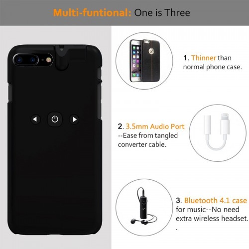 M-TECH Music Player & Calling Control Case For iPhone 7 / 8 - Black