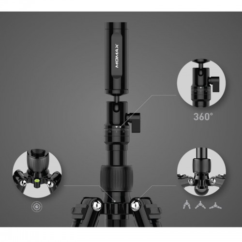 MOMAX Tripod PRO 6 130CM 360' Multi-Function Monopod & Professional Tripod with Free U.Remote MOMAX Tripod PRO 6 130CM 360' Multi-Function Monopod & Professional Tripod with Free U.Remote
