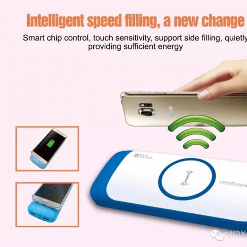 MOXOM 18000 mAh Qi Wireless Power Bank For iPhone X , Notw 8 , S8 Plus - White