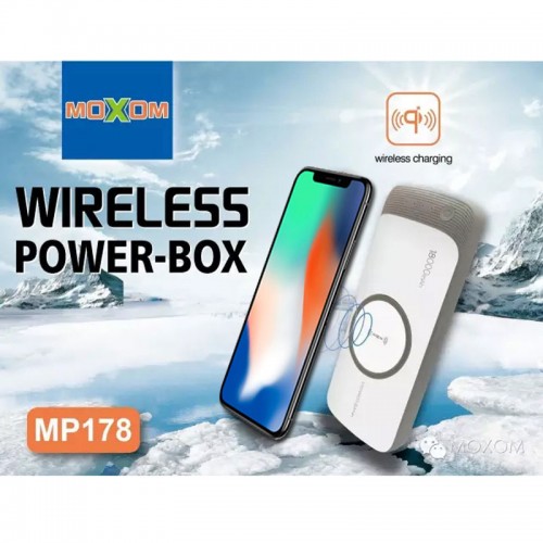 MOXOM 18000 mAh Qi Wireless Power Bank For iPhone X , Notw 8 , S8 Plus - White