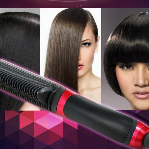 NEW Fast Hair Straightener Comb with Temperature Display - Pink