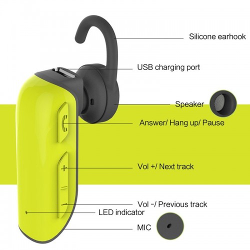 ROCK Lava D200 Mono Blutooth Earphone - Red