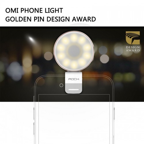 ROCK OMI LED light-Compensating Flash Selfie Light with Flexible Clip - Gold