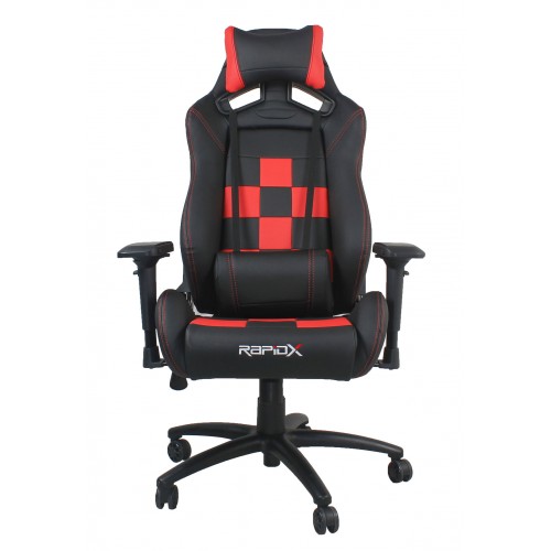 RapidX Finish Line Series Gaming Chair - Red on Black RapidX Finish Line Series Gaming Chair - Red on Black