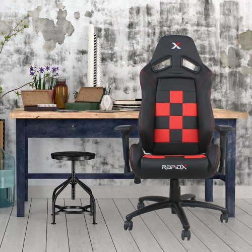 RapidX Finish Line Series Gaming Chair - Red on Black RapidX Finish Line Series Gaming Chair - Red on Black