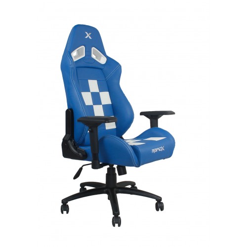 RapidX Finish Line Series Gaming Chair - White on Blue