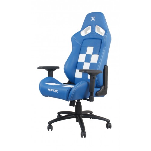 RapidX Finish Line Series Gaming Chair - White on Blue