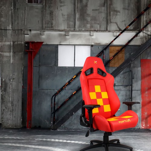 RapidX Finish Line Series Gaming Chair - Yellow on Red RapidX Finish Line Series Gaming Chair - Yellow on Red