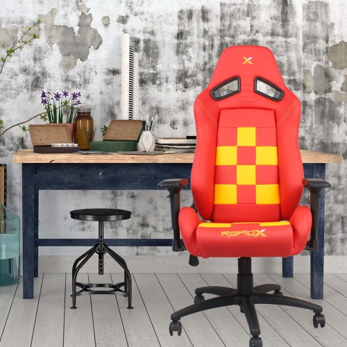RapidX Finish Line Series Gaming Chair - Yellow on Red RapidX Finish Line Series Gaming Chair - Yellow on Red