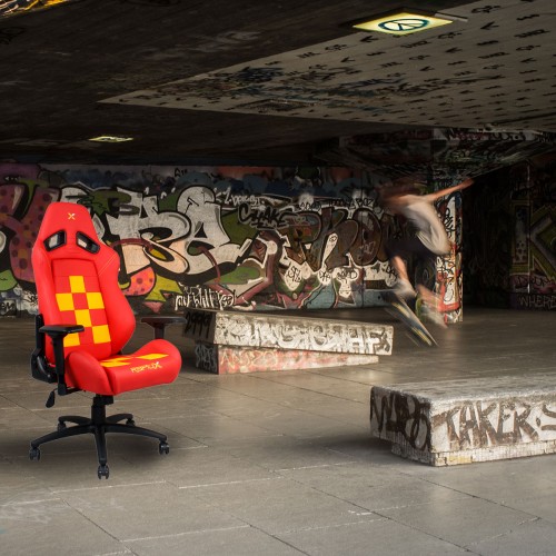 RapidX Finish Line Series Gaming Chair - Yellow on Red RapidX Finish Line Series Gaming Chair - Yellow on Red