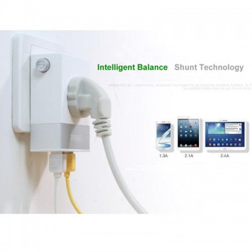 REMAX 2 USB & 1 Socket Charging Adapter For All Smart phones & Tablets