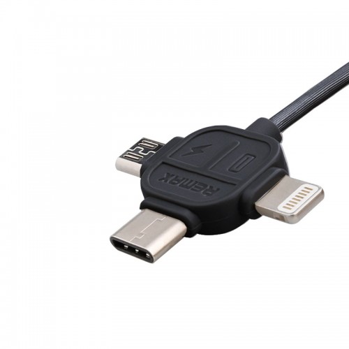 REMAX 360 Degree Rotation Letto 3 in 1 Car holder with Charging Cable - Black