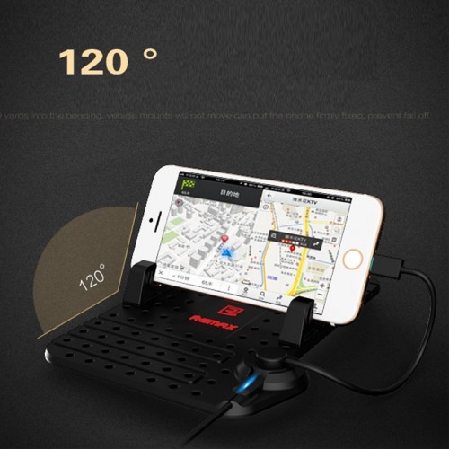 REMAX Flexible Car Charger Holder with 2 in 1 Connector for iOS & Android