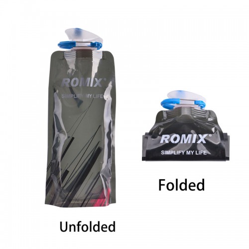 ROMIX 0.7Ltr Foldable Sports Water Bottle - Black ROMIX 0.7Ltr Foldable Sports Water Bottle - Black