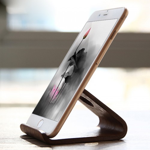 SAMDI Wooden Stand For All Smart Phones - Wallnut Wood 
