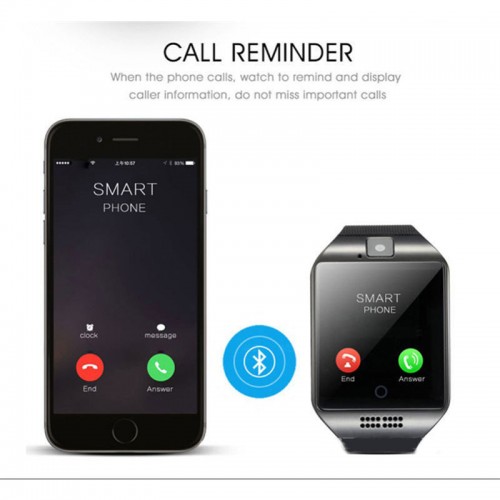 Touch Screen Smart Watch for iOS & Android with Camera, Sim and Memory Card - Black