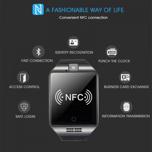 Touch Screen Smart Watch for iOS & Android with Camera, Sim and Memory Card - Black