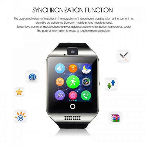 Touch Screen Smart Watch for iOS & Android with Camera, Sim and Memory Card - Black