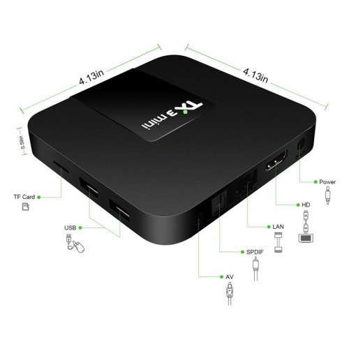 TX3 Mini Android 11 Amlogic S905W2 2.4G/5G Dual Wifi 4K Smart TV Box - 2GB RAM and 16GB HDD
