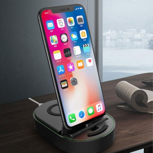 Totu Design 2 in 1 iPhone Dock with Wireless Charger - Black