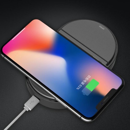 Totu Design 2 in 1 iPhone Dock with Wireless Charger - Black