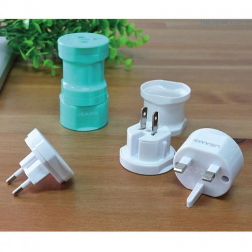 USAMS 3 in 1 Multiple Plug Travel Adapter - White