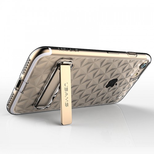 USAMS Unique Design Gelin Series Luxury Transparent TPU Case with Kickstand For iPhone 7 Plus / 8 Plus - Gold